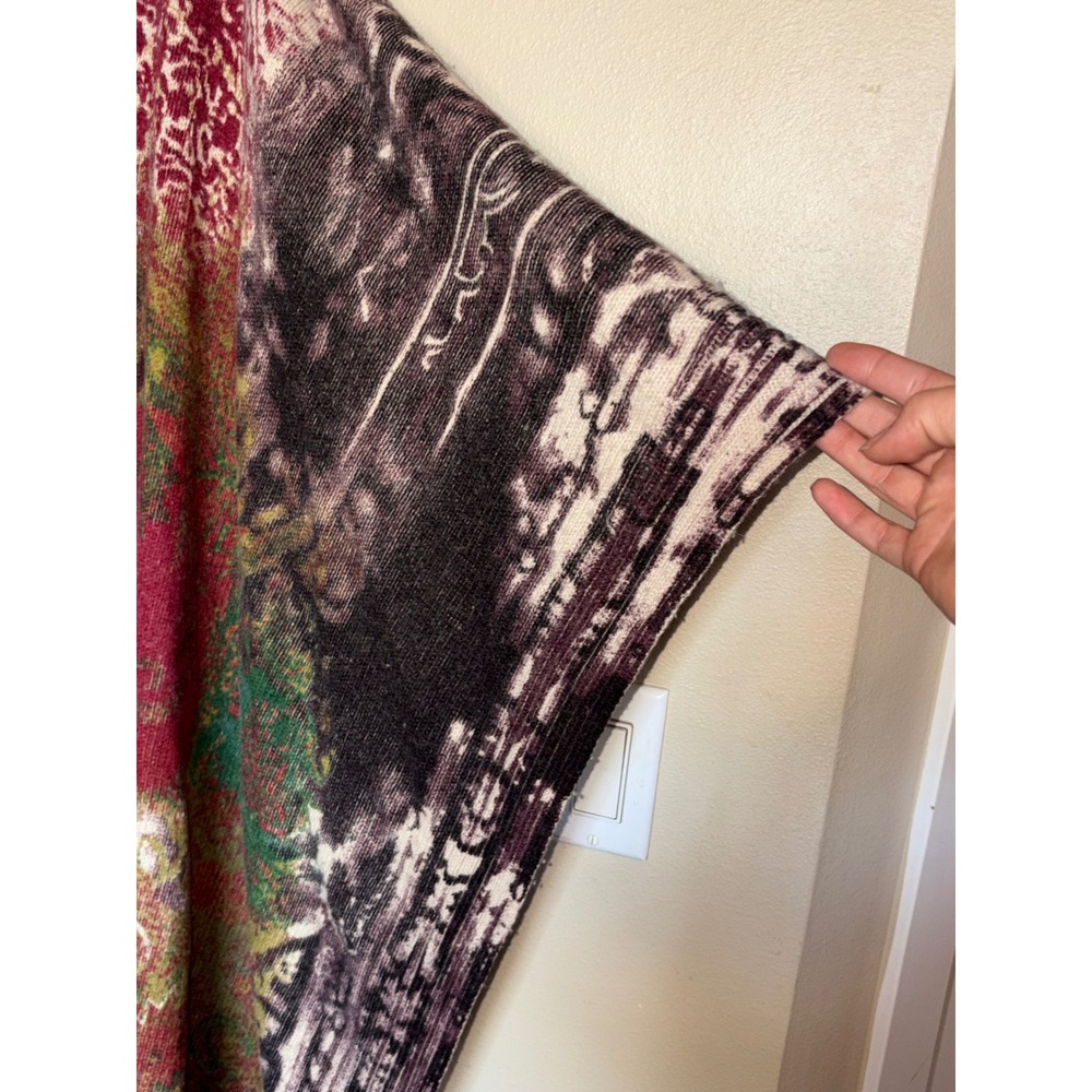 Soft Surroundings Oversized Knit Poncho Wrap Abstract Paisley Print Shawl - Picture 7 of 15